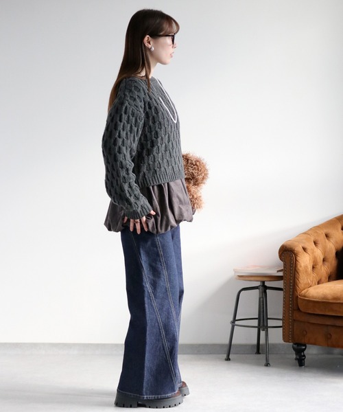 cepo（セポ）の「ラインキリカエバギーデニムパンツ（デニムパンツ・レディース・ワンウォッシュ/ブルー系3・S/M）」の19枚目の写真