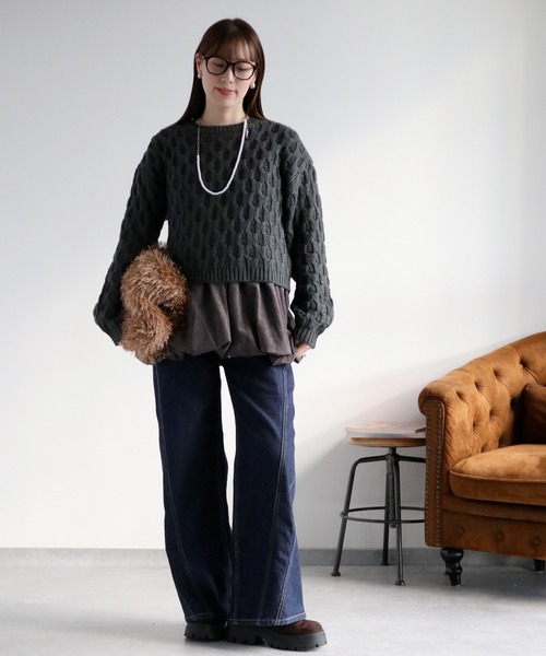 cepo（セポ）の「ラインキリカエバギーデニムパンツ（デニムパンツ・レディース・ワンウォッシュ/ブルー系3・S/M）」の15枚目の写真