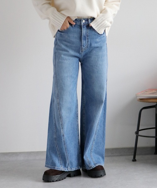 cepo（セポ）の「ラインキリカエバギーデニムパンツ（デニムパンツ・レディース・ワンウォッシュ/ブルー系3・S/M）」の14枚目の写真