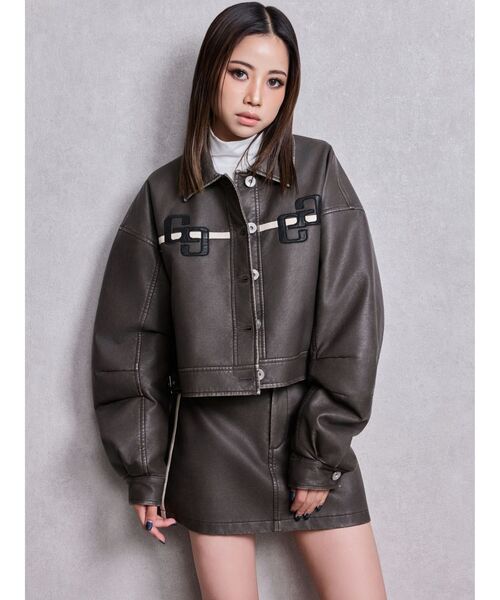 GYDA（ジェイダ）の「GGラインFake Leatherスカートライクショート