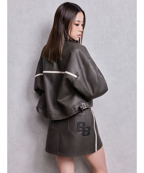 GYDA（ジェイダ）の「GGラインFake Leatherスカートライクショート