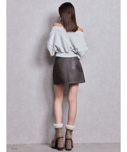 GYDA（ジェイダ）の「GGラインFake Leatherスカートライクショートパンツ（スカート・レディース・ブラウン/アイボリー・SMALL/MEDIUM）」の13枚目の写真