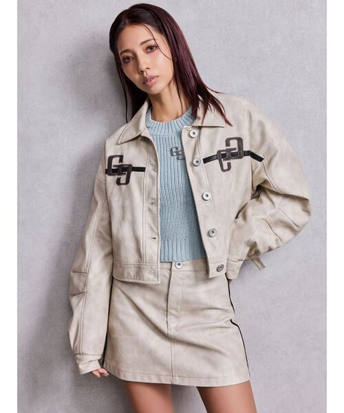 GYDA（ジェイダ）の「GGラインFake Leatherスカートライクショートパンツ（スカート・レディース・ブラウン/アイボリー・SMALL/MEDIUM）」の14枚目の写真