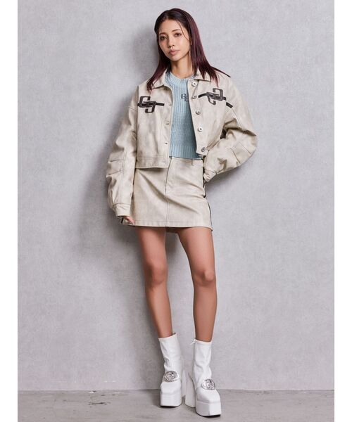 GYDA（ジェイダ）の「GGラインFake Leatherスカートライクショートパンツ（スカート・レディース・ブラウン/アイボリー・SMALL/MEDIUM）」の16枚目の写真