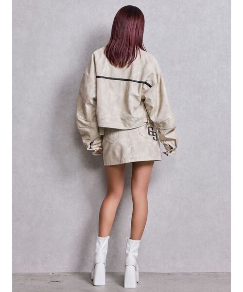 GYDA（ジェイダ）の「GGラインFake Leatherスカートライクショートパンツ（スカート・レディース・ブラウン/アイボリー・SMALL/MEDIUM）」の17枚目の写真