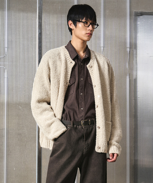 LMOOD(エルムード)の「ボンボンブークルウールラウンドカーディガンオートミルク(カーディガン/ボレロ・レディース・その他・46/48/44)」の3枚目の写真