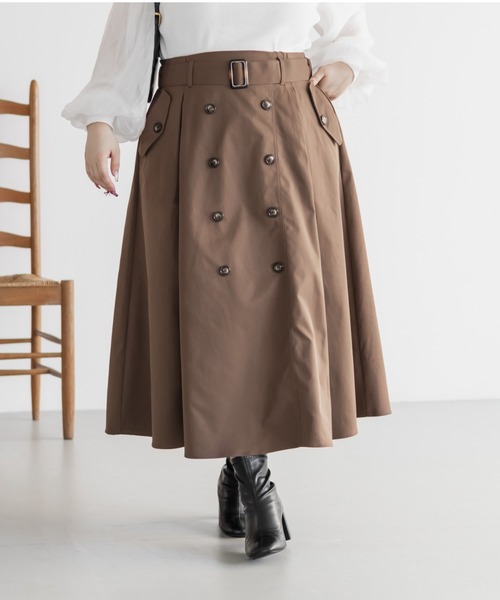 CLETTE(クレット)の「CLETTEオリジナルトレンチデザインスカート(スカート・レディース・ブラック/ブラウン/ベージュ・LL/3L/4L)」の3枚目の写真
