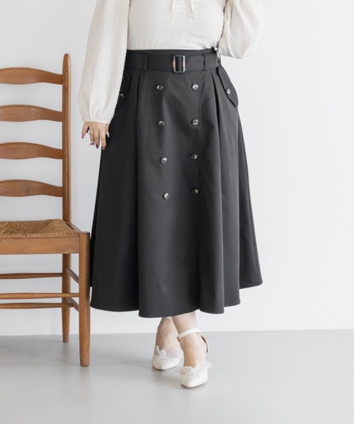 CLETTE(クレット)の「CLETTEオリジナルトレンチデザインスカート(スカート・レディース・ブラック/ブラウン/ベージュ・LL/3L/4L)」の1枚目の写真