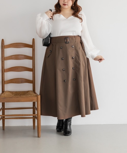 CLETTE(クレット)の「CLETTEオリジナルトレンチデザインスカート(スカート・レディース・ブラック/ブラウン/ベージュ・LL/3L/4L)」の13枚目の写真
