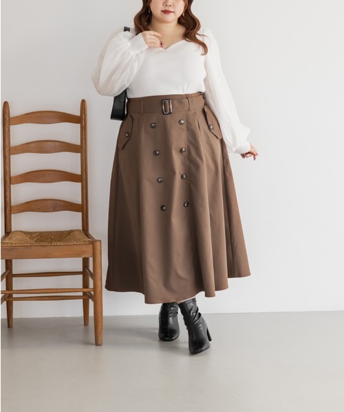 CLETTE(クレット)の「CLETTEオリジナルトレンチデザインスカート(スカート・レディース・ブラック/ブラウン/ベージュ・LL/3L/4L)」の14枚目の写真