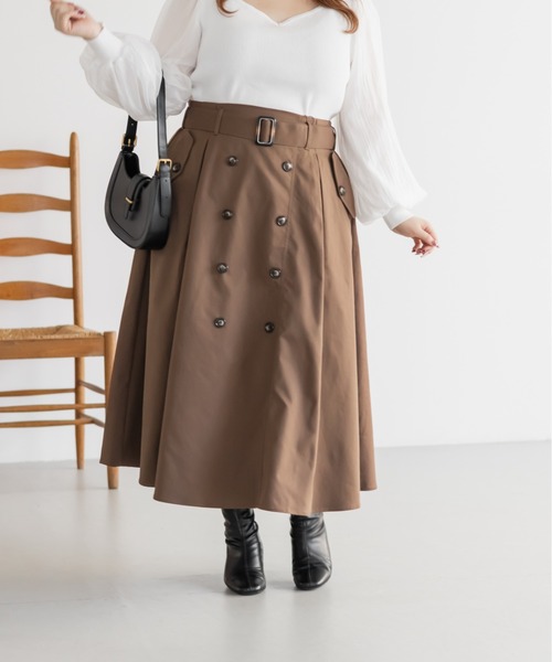 CLETTE(クレット)の「CLETTEオリジナルトレンチデザインスカート(スカート・レディース・ブラック/ブラウン/ベージュ・LL/3L/4L)」の11枚目の写真