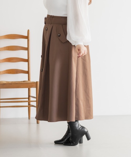 CLETTE(クレット)の「CLETTEオリジナルトレンチデザインスカート(スカート・レディース・ブラック/ブラウン/ベージュ・LL/3L/4L)」の12枚目の写真