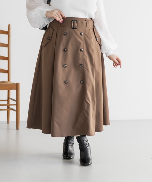 CLETTE(クレット)の「CLETTEオリジナルトレンチデザインスカート(スカート・レディース・ブラック/ブラウン/ベージュ・LL/3L/4L)」の10枚目の写真