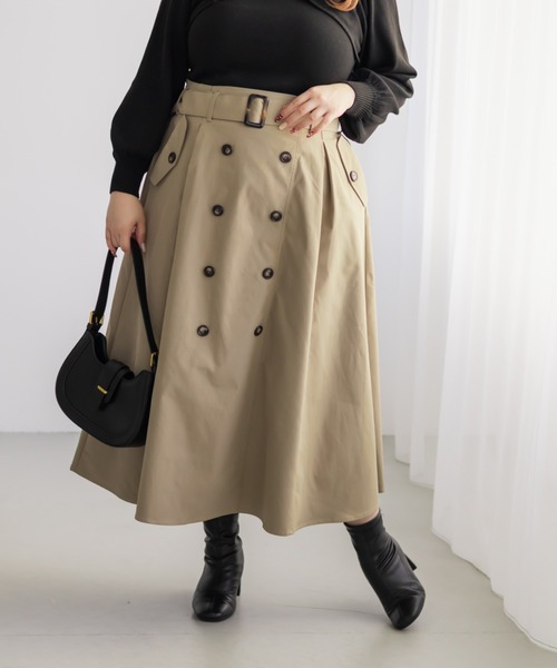 CLETTE(クレット)の「CLETTEオリジナルトレンチデザインスカート(スカート・レディース・ブラック/ブラウン/ベージュ・LL/3L/4L)」の15枚目の写真