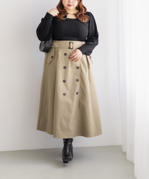 CLETTE(クレット)の「CLETTEオリジナルトレンチデザインスカート(スカート・レディース・ブラック/ブラウン/ベージュ・LL/3L/4L)」の17枚目の写真