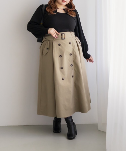 CLETTE(クレット)の「CLETTEオリジナルトレンチデザインスカート(スカート・レディース・ブラック/ブラウン/ベージュ・LL/3L/4L)」の18枚目の写真