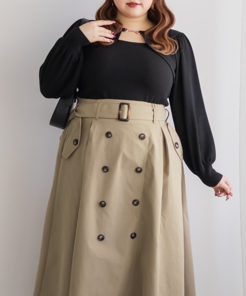 CLETTE(クレット)の「CLETTEオリジナルトレンチデザインスカート(スカート・レディース・ブラック/ブラウン/ベージュ・LL/3L/4L)」の19枚目の写真
