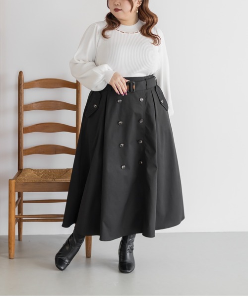 CLETTE(クレット)の「CLETTEオリジナルトレンチデザインスカート(スカート・レディース・ブラック/ブラウン/ベージュ・LL/3L/4L)」の8枚目の写真