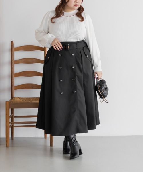 CLETTE(クレット)の「CLETTEオリジナルトレンチデザインスカート(スカート・レディース・ブラック/ブラウン/ベージュ・LL/3L/4L)」の9枚目の写真