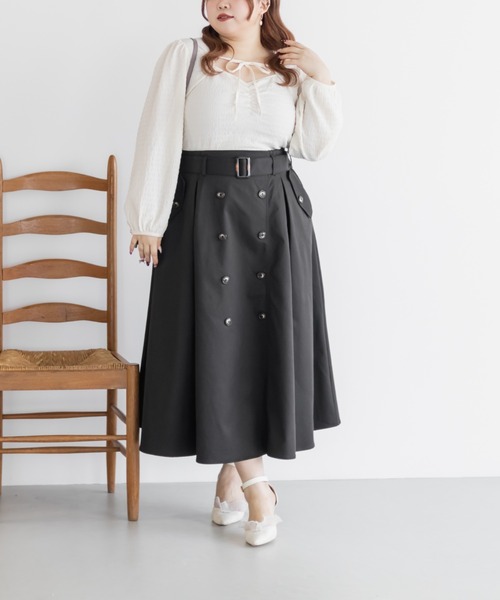CLETTE(クレット)の「CLETTEオリジナルトレンチデザインスカート(スカート・レディース・ブラック/ブラウン/ベージュ・LL/3L/4L)」の6枚目の写真