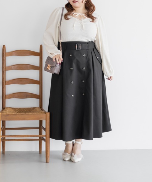 CLETTE(クレット)の「CLETTEオリジナルトレンチデザインスカート(スカート・レディース・ブラック/ブラウン/ベージュ・LL/3L/4L)」の7枚目の写真