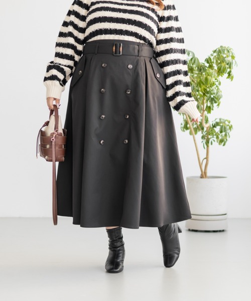 CLETTE(クレット)の「CLETTEオリジナルトレンチデザインスカート(スカート・レディース・ブラック/ブラウン/ベージュ・LL/3L/4L)」の4枚目の写真