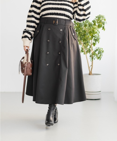 CLETTE(クレット)の「CLETTEオリジナルトレンチデザインスカート(スカート・レディース・ブラック/ブラウン/ベージュ・LL/3L/4L)」の5枚目の写真