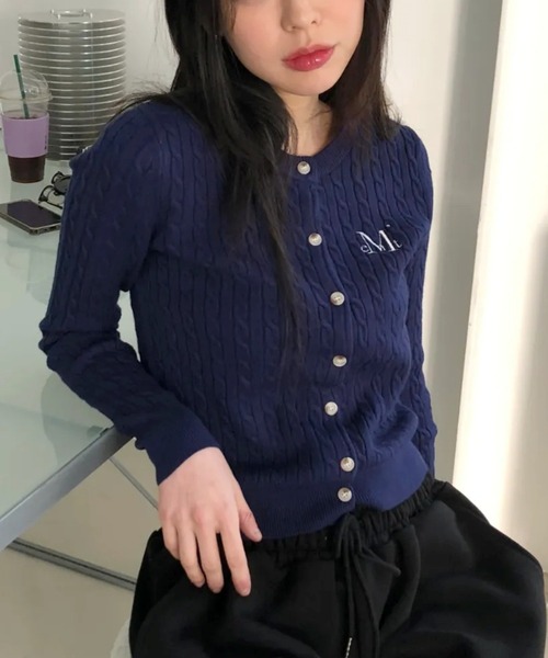 MUCENT（ムセント）の「MUCENT／ADIAN ニットカーディガン（カーディガン/ボレロ・レディース・ブラック/チャコール/ネイビー/グレー・FREE）」の4枚目の写真