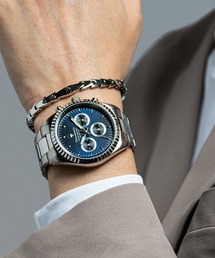 Maserati（マセラティ）の「「Maserati/マセラティ」コンペティツィオーネ - 43mm マルチ ブルー ダイヤル シルバー ブレスレット + アイコニック メンズ ブレスレット シルバー ブルー（アナログ腕時計）」