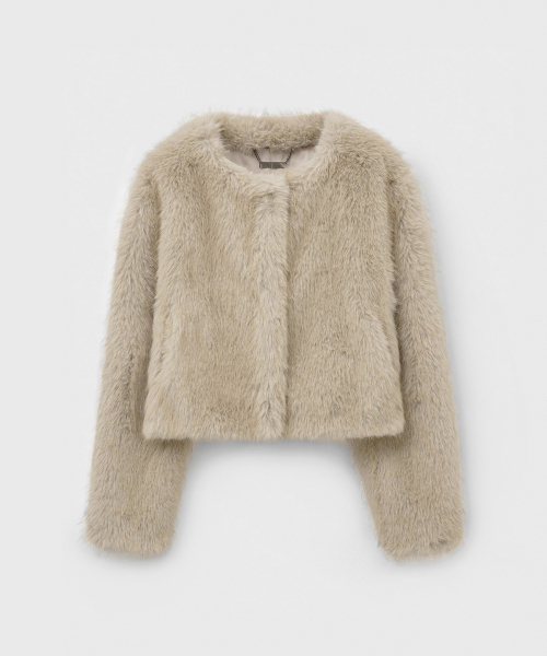 MONGDOL(モンドル)の「ソフトファー クロップジャケット ベージュ MDJK047BEIGE(ムートンコート・レディース・その他・F)」の6枚目の写真