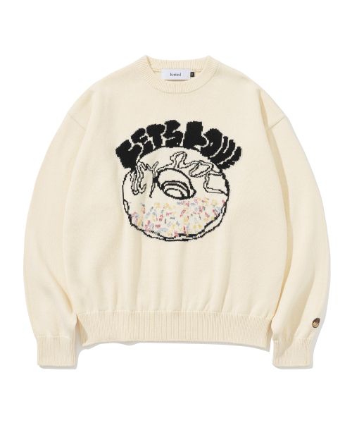 KNITTED（ニッティド）の「[NITTED X QWER DEMO] Let's Love Donut Round Knit IVORY（ニット/セーター・レディース・その他・LARGE/X-LARGE/MEDIUM）」の3枚目の写真