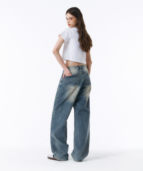 RANDOMOFF（ランダムオフ）の「BTB : SERENO WASHING JEANS [DUSTY BLUE]（デニムパンツ・レディース・グレイッシュブルー・X-SMALL/SMALL/MEDIUM/LARGE/X-LARGE）」の2枚目の写真