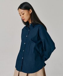 60番手高密度ルーズフィットシャツ-ネイビー