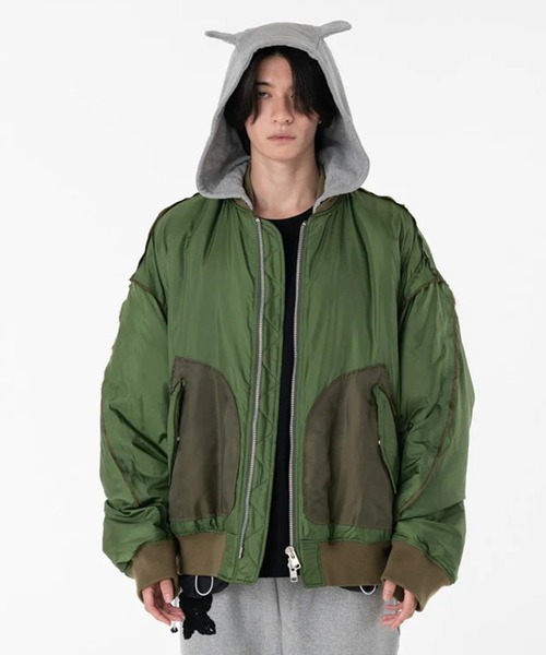 残1着私もファン ALDIOUSアルディアス MA-1 （L）オリーブ×オリーブ STUDIOUS MENS｜ステュディオス メンズ（メンズ）のMA-1（グリーン