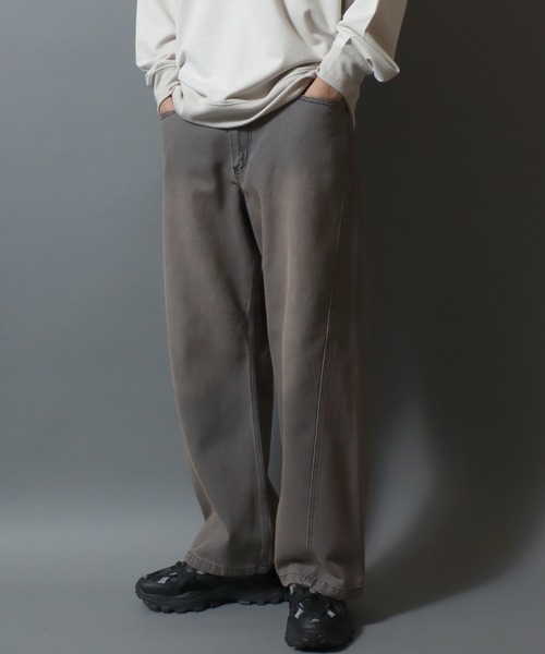 ANPAS(アンパス)の「Wide Curved Pants/ワイドデニムカーブパンツ バレルレッグパンツ ジーンズ デニムパンツ ボトムス メンズ レディース ユニセックス(デニムパンツ・メンズ・グレー/ブルー/ブラック/ブラウン・S/M/L/LL)」の4枚目の写真