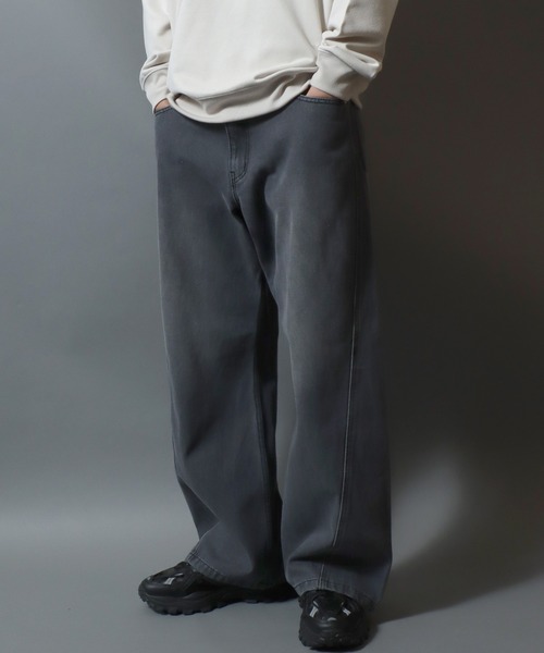 ANPAS(アンパス)の「Wide Curved Pants/ワイドデニムカーブパンツ バレルレッグパンツ ジーンズ デニムパンツ ボトムス メンズ レディース ユニセックス(デニムパンツ・メンズ・グレー/ブルー/ブラック/ブラウン・S/M/L/LL)」の3枚目の写真