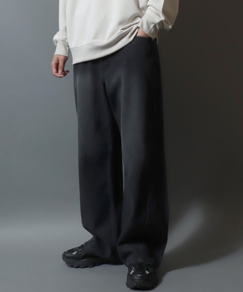 ANPAS(アンパス)の「Wide Curved Pants/ワイドデニムカーブパンツ バレルレッグパンツ ジーンズ デニムパンツ ボトムス メンズ レディース ユニセックス(デニムパンツ・メンズ・グレー/ブルー/ブラック/ブラウン・S/M/L/LL)」の2枚目の写真