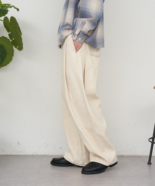 CIAOPANIC（チャオパニック）の「サイドタックコットンツイードパンツ（その他パンツ・メンズ・ブラック/ホワイト/インディゴブルー・MEDIUM/LARGE）」の4枚目の写真