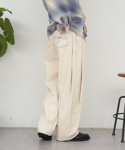 CIAOPANIC（チャオパニック）の「サイドタックコットンツイードパンツ（その他パンツ・メンズ・ブラック/ホワイト/インディゴブルー・MEDIUM/LARGE）」の6枚目の写真