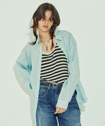 STRIPE BOYFRIEND SHIRTS / BLUE