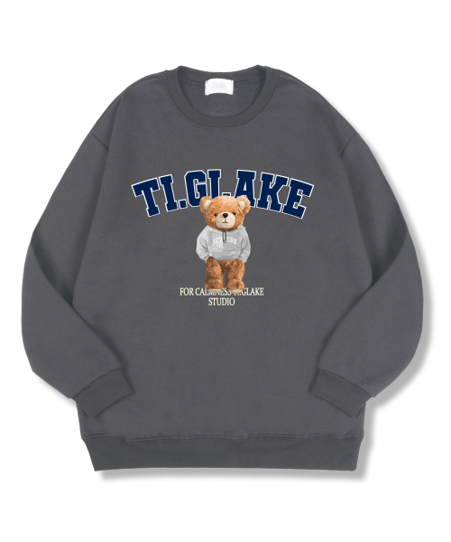 TI.GLAKE(ティーグレイク)の「ニューヨークフードベア オーバーサイズ 特殊裏毛 スウェット Tシャツ ダークグレー(スウェット・レディース・その他・MEDIUM/LARGE/X-LARGE/XX-LARGE)」の1枚目の写真
