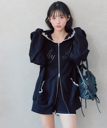 パーカー（ブラック/黒色系・花柄・ボタニカル柄）ファッション通販