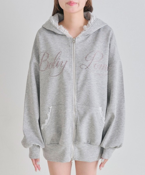 OLIVE des OLIVE（オリーブデオリーブ）の「ロゴ入りレースパーカー（パーカー・レディース・ピンク/ブラック/サックスブルー/アイボリー/その他/トップグレー・FREE）」の7枚目の写真