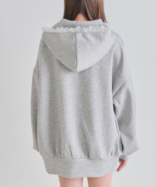 OLIVE des OLIVE（オリーブデオリーブ）の「ロゴ入りレースパーカー（パーカー・レディース・ピンク/ブラック/サックスブルー/アイボリー/その他/トップグレー・FREE）」の9枚目の写真