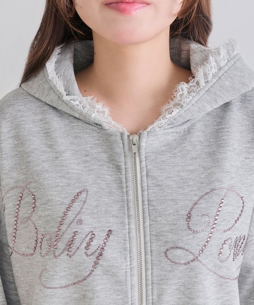 OLIVE des OLIVE（オリーブデオリーブ）の「ロゴ入りレースパーカー（パーカー・レディース・ピンク/ブラック/サックスブルー/アイボリー/その他/トップグレー・FREE）」の10枚目の写真
