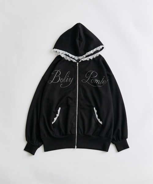 OLIVE des OLIVE（オリーブデオリーブ）の「ロゴ入りレースパーカー（パーカー・レディース・ピンク/ブラック/サックスブルー/アイボリー/その他/トップグレー・FREE）」の16枚目の写真