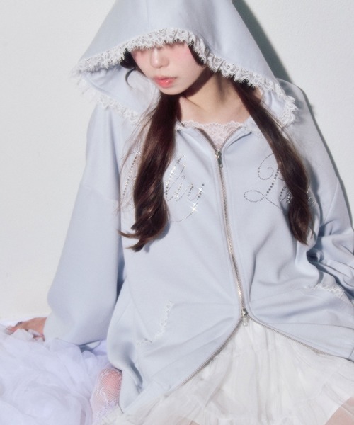 OLIVE des OLIVE（オリーブデオリーブ）の「ロゴ入りレースパーカー（パーカー・レディース・ピンク/ブラック/サックスブルー/アイボリー/その他/トップグレー・FREE）」の8枚目の写真