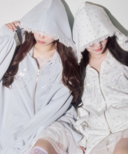 OLIVE des OLIVE（オリーブデオリーブ）の「ロゴ入りレースパーカー（パーカー・レディース・ピンク/ブラック/サックスブルー/アイボリー/その他/トップグレー・FREE）」の10枚目の写真