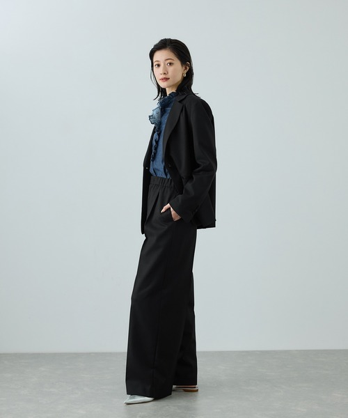 ROPE'（ロペ）の「トリアセツイル ワンタックイージーワイドパンツ(デニムライク)/イージーケア・セットアップ対応（スラックス・レディース・ブラック/ブルー系その他3・36/38/40）」の7枚目の写真