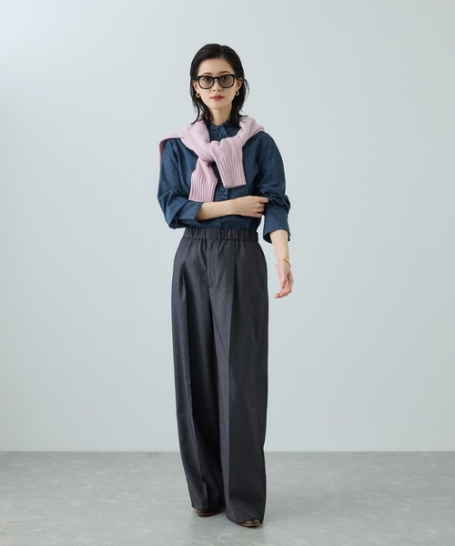 ROPE'（ロペ）の「トリアセツイル ワンタックイージーワイドパンツ(デニムライク)/イージーケア・セットアップ対応（スラックス・レディース・ブラック/ブルー系その他3・36/38/40）」の11枚目の写真